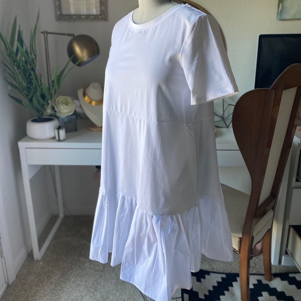 White gathered pleated dress